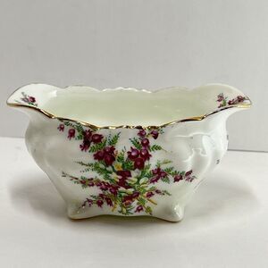 Hammersley & Co Sugar Bowl Dish Bone China Glamis Heather Flowers White Vtg